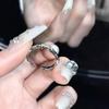 Anel de bambu com nariz de porco, cheio de diamantes e zircônia, design de nicho francês, anel aberto de luxo leve e sofisticado para mulheres