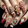 Parche de Uñas Navideño Hombre de Galleta de Jengibre Copo de Nieve Árbol de Navidad Patrón de Uñas Regalo Navideño