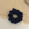 Scrunchie Jeans Azul Liso Estilo Coreano para Mulheres, Elástico Simples Retro para Coque, Acessório de Cabelo Versátil Fashionável para o Dia a Dia