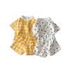 Estilo K de Ins Traje Refrescante de Algodón para Niños Manga Corta Verano Bebé Cuadros de Corazón Camiseta Casual y Shorts Conjunto de Dos Piezas
