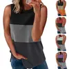 Moda Feminina Europeia e Americana Verão 2026 Amazon Comércio Exterior Colete Pulôver Sem Mangas Estampado com Design Color Block, Adequado para Roupa Externa