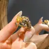 Anillo Vintage de Flor de Leopardo con Circonita de Diamante Completo, Anillo de Dedo Índice de Gama Alta de Nicho, Joyería Estilo Bosque Retro