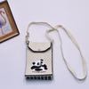 Bolso para teléfono móvil de estilo coreano con diseño de panda pequeño, bandolera de punto, bolso de mano con solapa, bolso informal para salir