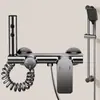 Aluminio Espacial Gris Pistola Tres Funciones Presurizada Caliente y Fría Tipo Split Cabezal de Ducha Sencillo para Baño, Venta al por Mayor de Fábrica Fuente Transfronteriza