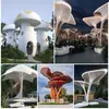 Gran Cenador con Forma de Paraguas de Acero Inoxidable, Pabellón Hongo de Parque, Estructura de Pabellón Nube Pétalo, Escultura de Árbol Paisajística