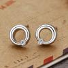 Pendientes de botón Pinduoduo Kuaishou personalizados de moda simples redondos encantadores con nudo lila para mujer minimalistas de circonita lindos pendientes