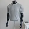 Camiseta de Tricô de Manga Curta para Homem, Textura Canelada, Sensação Fresca de Verão, Casual Respirável Gola Alta, Atacado de Fábrica Dropshipping Transfronteiriço