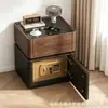 Cofre Inteligente Residencial com Mesa de Cabeceira Integrada, Cofre Antifurto Protegido por Senha, Armário Multifuncional para Quarto com Carregamento Sem Fio