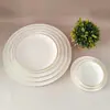 Plato Redondo de Cerámica Estilo Europeo para Cena Occidental, Suministros de Hotel, Vajilla, Mesa con Borde Dorado, Plato de Porcelana para Costillas de Res