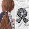 Bufanda larga pequeña de seda para mujer, corbata de seda artificial, banda para el pelo, decoración de primavera y otoño, variedad de corbatas, bolsa, cinta de red roja de moda, bufanda pequeña