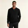 Camisa Henley de Punto Waffle para Hombre, Manga Larga, Holgada, Transpirable, Casual de Negocios, Color Sólido