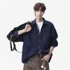 Jaqueta camisa jeans masculina solta retrô da moda para o outono, nova camisa masculina casual lavada de manga comprida, estilo americano legal e estiloso