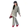 Conjunto de Dos Piezas para Niñas con Pantalones Falda de Encaje, Atuendo Elegante en Capas para Niños Mayores, Nuevo Diseño de Primavera con Conjunto de Pantalones Falda Ligeramente Acampanados