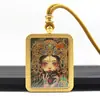 Thangka Dourado Pintado à Mão Parcial Passado e Presente Pingente Thangka Zakhilaam Colar Thangka de Aço Titânio Dez Fases