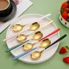 Acero inoxidable 304 estilo coreano cuchara cuchara de postre Tenedor café mango largo cuchara para mezclar vajilla occidental creativa se puede imprimir logo