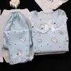 Pijama Infantil Menina Nuvem Algodão Primavera e Outono Manga Longa 2025 Novo Conjunto Infantil Menina Princesa Crianças Maiores Roupas de Casa