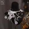 Nuevo Estilo Personalizado de Nicho Hecho a Mano Gargantilla de Plumas Estilo Bosque Blanco para Novias, Sesiones de Fotos de Boda y Accesorios de Vestido, Multicapa