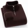 Lana de OvejaSudadera con Media Cremallera y Cuello Alto para Hombre de Otoño e Invierno, Forrada de Polar, Engrosada, Cálida Prenda de Polar, Camiseta Base