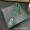 Cadena para Suéter con Incrustaciones de Ágata Natural y Jade, Collar de Joyería Estilo Vintage, Accesorios de Colgante Completamente Diamantados Hechos a Mano, Fuente de Suministro