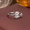 Anillo de Plata de Ley 925 100 Apellidos Familiares Apellido Familiar Anillo para Mujer Nuevo Amor Diseño de Nicho Sentido Anillo de Dedo Abierto Todo-partido Regalo