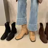 Botas de Tacón Grueso Marrones Estilo Coreano para Mujer 2026 Otoño Nuevas Botines de Tacón Alto Botas Martin Elásticas Botines Pequeños