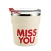 Taza de café de acero inoxidable 304 transfronteriza con tapa, taza para bebidas frías, taza portátil práctica, termo para oficina y estudiantes