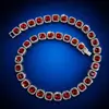 Nuevo collar de mano cubana de cristal rojo de 12 mm para hombre, estilo hip hop europeo y americano, con cadena de azúcar, accesorios de moda para hombre.