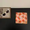 ¡Pequeña literatura y arte gris! Pañuelo Cuadrado Pequeño de Algodón Estampado Azul y Rojo Vintage Estilo Coreano Pañuelo Versátil de Alta Calidad