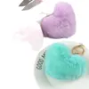 Llavero de Bola de Peluche Arcoíris Llavero con Borla en Forma de Corazón Grande para Mujeres Colgante para Coche Bolso Joyería de Moda