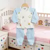 Conjunto de Roupa Íntima de Algodão Macio para Recém-Nascidos Primavera e Outono, Roupa Camada Base para Bebê Bordada com Desenhos Animados Sem Costura, Tamanhos 52-59 #
