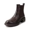 Ideales para combinar con Botines Chelsea de Viajero de Piel de Cabra Invierno 2025 de una Sola Pieza Suela Gruesa Tacón Medio Grueso Punta Redonda Manga de Piel Genuina Botines Cortos para Mujer