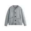 Roupas Vintage 2025 Outono/Inverno Novo Estilo Preguiçoso Retro Japonês Gola Redonda Cardigan de Tricô Suéter Jaqueta Unissex