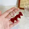 Brincos Elegantes de Design de Nicho 2022 Novos Acessórios Decorativos Femininos Brilho de Luxo Brincos de Laço de Veludo Vinho Tinto