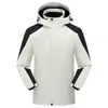 Jaqueta corta-vento e impermeável personalizada com forro de fleece, espessa, para homens e mulheres, jaqueta de fleece com capuz de peça única, casaco quente para montanhismo