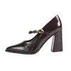 Comércio Exterior Transfronteiriço Estilo Europeu e Americano Marrom-Avermelhado Mais Vendido Moderno Confortável Versátil Elegante Bico Fino Mary Jane Salto Alto Sapatos Femininos