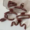 Pinza Grande para el Cabello con Patrón de Mármol Teñido Marrón Pinza de Nicho Elegante de Gama Alta Pinza de Tiburón Accesorios para el Cabello Estilo Nuevo