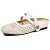 En Stock~Nuevos Mocasines de Verano sin Tacón y Punta Cuadrada, Sandalias de Punta Cerrada para Mujer, Calzado de Verano para Exteriores, Zapatos Tipo Mula con Tacón Grueso