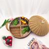 Rattan de imitação tecido com acrílico luxo leve alta qualidade novo prato para lanches lanches para chá da tarde compartimento para frutas secas doces