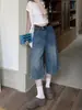 Shorts Vaqueros Acampanados Cortos 2025 Verano Delgados Retro Americano Cintura Alta Sueltos Moldeadores Rectos Longitud Media para Mujer