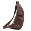 Bolsa de Peito Masculina em Couro Genuíno Multifuncional para Viagem Mochila de Ombro Bolsa Transversal no Peito bolsa de peito masculina