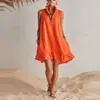 Transfronterizo 2026 Verano Nuevo Estilo Europeo y Americano Moda Independiente Sencillo Sin Mangas Color Sólido Casual Cuello Alto Vestido Plisado