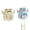 Soporte para Cepillo de Dientes de Oso Lindo Sin Perforaciones Colgante de Pared Dibujos Animados Hogar Baño Estante de Almacenamiento Soporte Doble para Cepillos de Dientes Opcional Multicolor