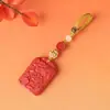 Llavero de Arena Roja de Alto Contenido, Colgante para Bolso de Cinabrio Natural Genuino, Amuleto de Nube Auspiciosa, Adorno, Venta Directa del Fabricante