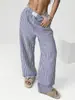 Comercio Exterior Transfronterizo Amazon 2025 Europeos y Americanos Harajuku Casual Rayados de Cintura Alta Sueltos Pantalones Casuales Artículo Popular
