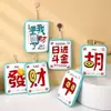 Toalha de Mão para Pendurar com Design de Sorte Mahjong, Toalha Absorvente para Banheiro e Lavabo, Fleece de Coral, Design Espesso de Desenho Animado, Não Solta Fiapos