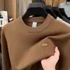 Nueva Camisa Base de Punto Jacquard de Color Sólido Casual para Hombre de Otoño e Invierno, Suéter Simple y Elegante de Alta Calidad para Hombre