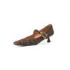 Zapatos de moda con estampado de leopardo, boca baja, Mary Jane, para mujer, de tacón medio, de piel de oveja, tacón fino, estilo coreano, elegantes, para primavera y otoño