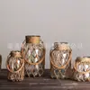 Arreglo Floral Retro Botella de Vidrio Frasco de Vidrio con Cuerda de Cáñamo Frasco Decoración del Hogar Vidrio Transparente Adornos de Escritorio Sala de Estar Simple