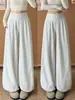 Pantalones anchos acampanados de color blanco grisáceo para mujer, nuevo estilo Otoño 2026, de cintura alta, adelgazantes, casuales, plisados, para petite, holgados, pantalones tipo linterna