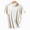 Playera de Manga Corta de Seda de Morera Fresca Algodón Mercerizado para Mujer Verano Cuello Redondo/V 2024 Primavera y Verano Nuevo Estilo 087